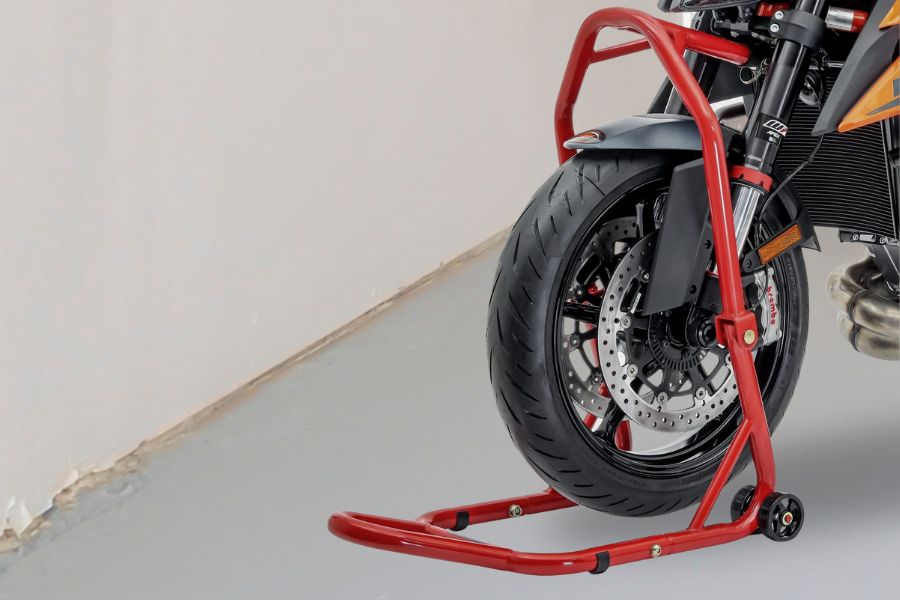 A stand to keep the motorcycle upright